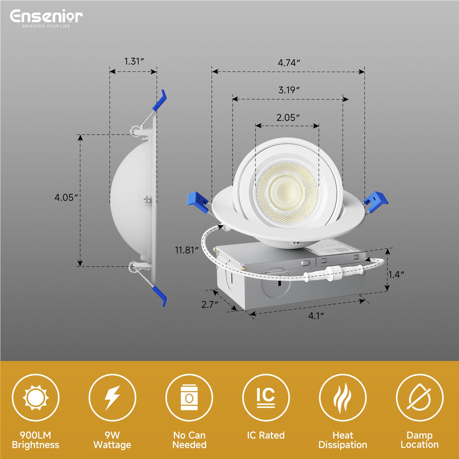 Ensenior  6/4 inch 5CCT LED Eyeball Recessed Lighting