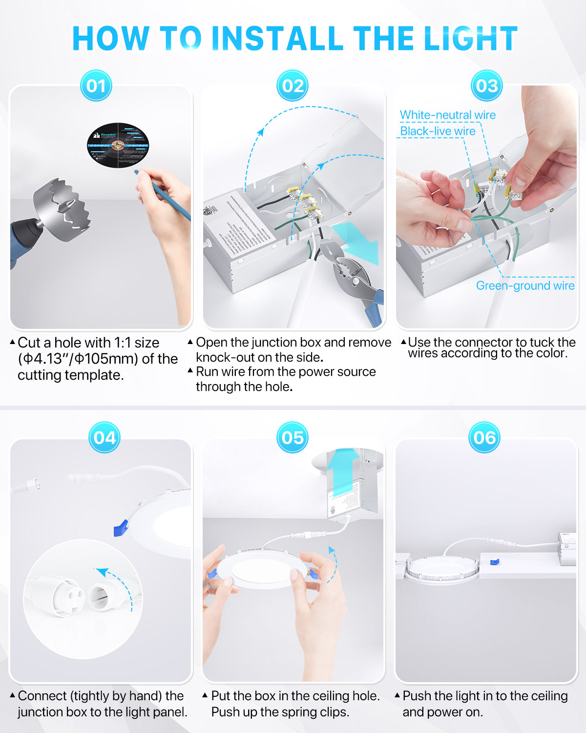 Ensenior 6000K LED Recessed Ceiling Light