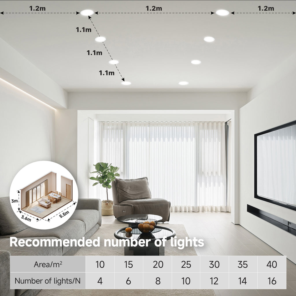 Ensenior  6/4 inch 5CCT LED Eyeball Recessed Lighting
