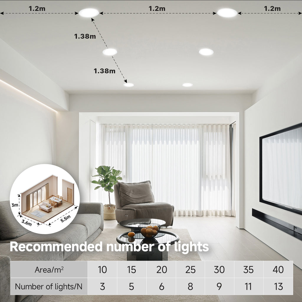 Ensenior  6/4 inch 5CCT LED Eyeball Recessed Lighting