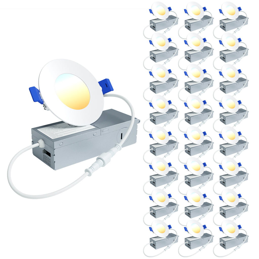 Ensenior 6/12/24/36 Pack 4-Inch LED Recessed Ceiling Light, Dimmable, 2700K-5000K 5CCT, High Brightness Dimmable Canless Wafer Downlight - ETL&FCC&IC