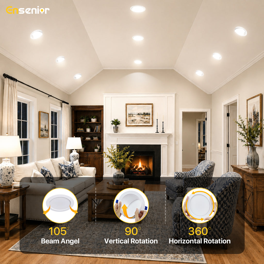 Ensenior 6 Inch Gimbal LED Recessed Light, 5CCT, 12W, 1200LM