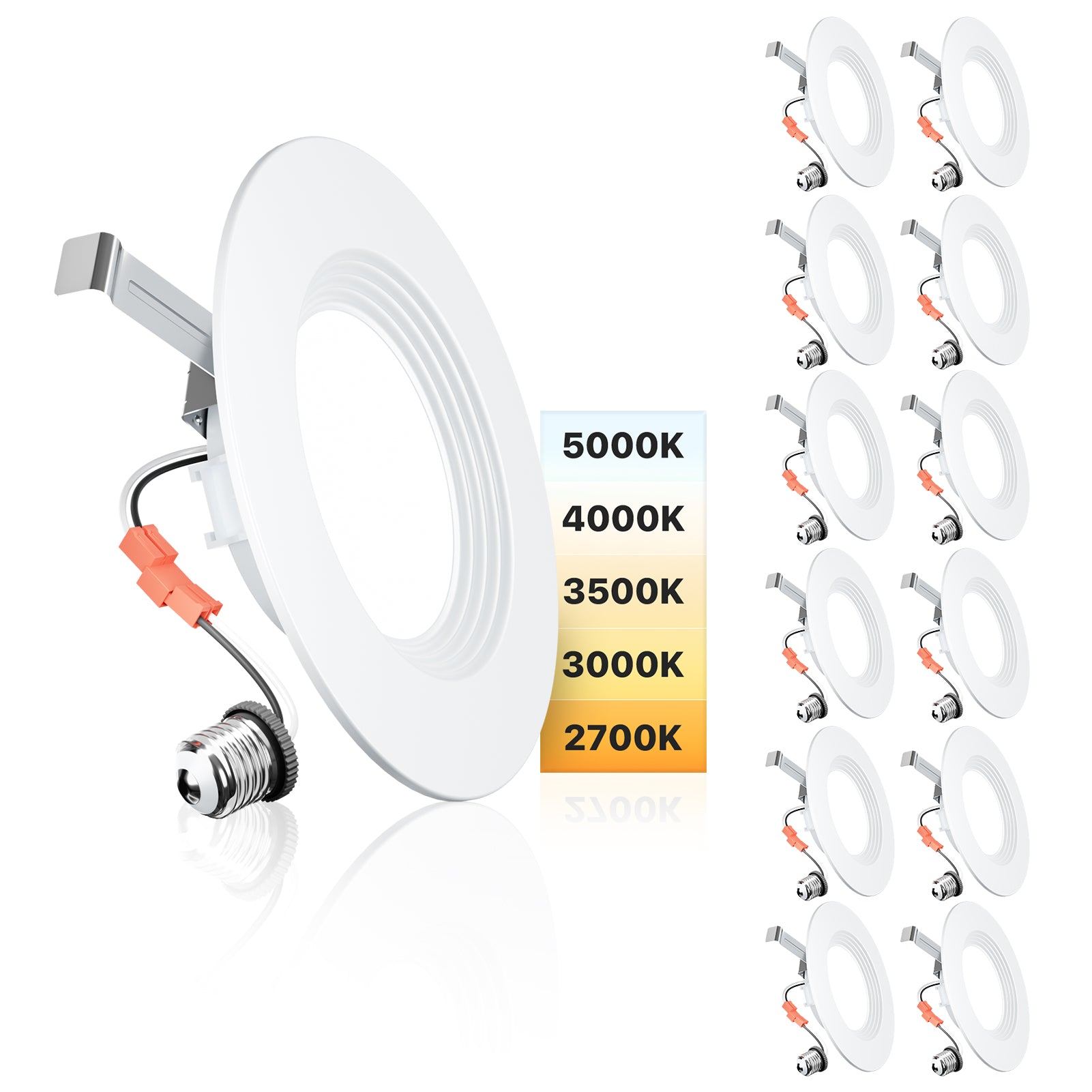 Ensenior 5/6 Inch 5CCT LED Can Lights, Retrofit Led Recessed Lighting