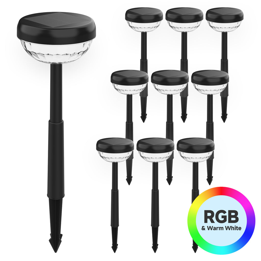 Solar Lights Outdoor, 6500K & RGB LED Solar Garden Lights