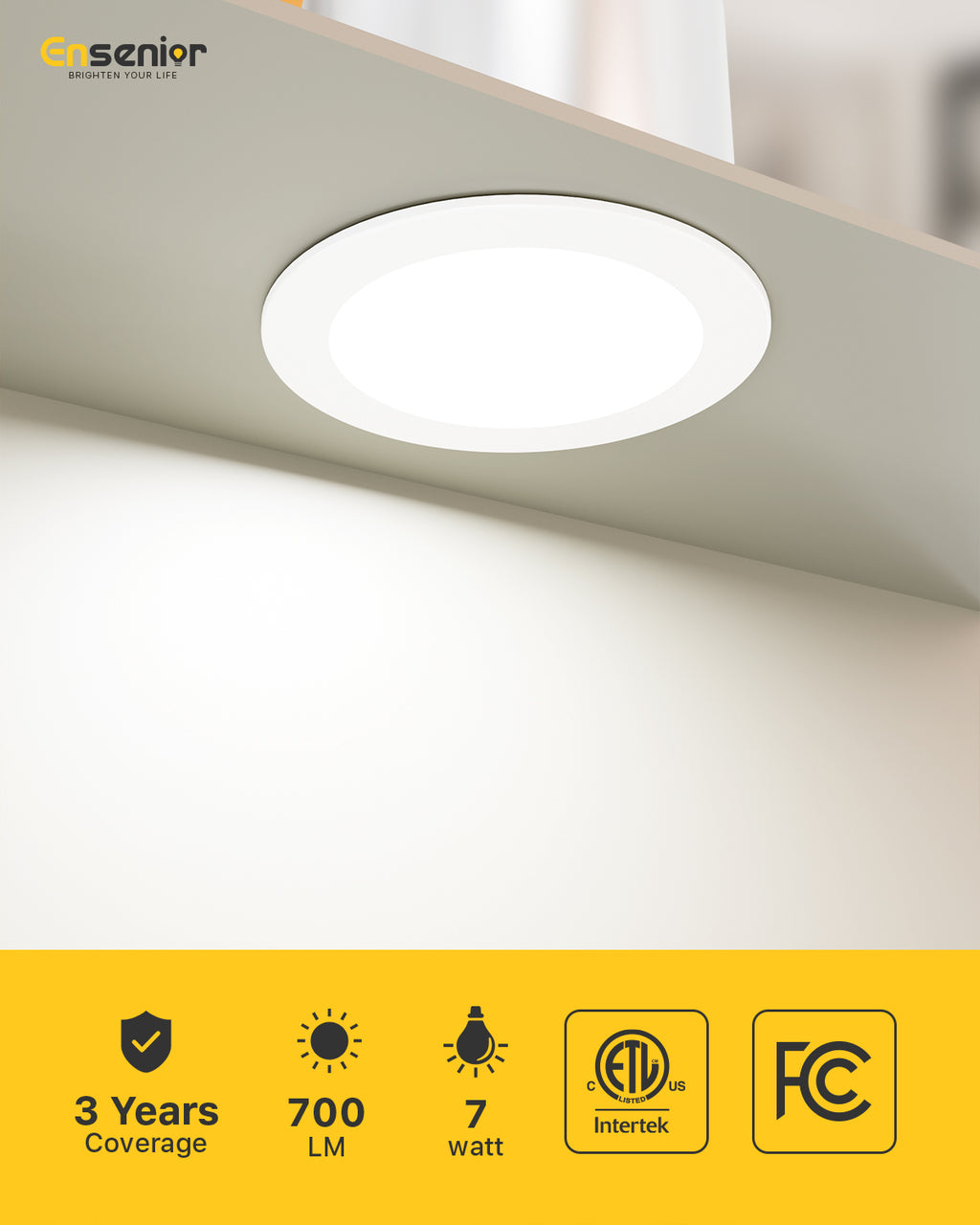 Ensenior 4 Inch LED Retrofit Recessed Can Lights, 5CCT, 7W, 700LM