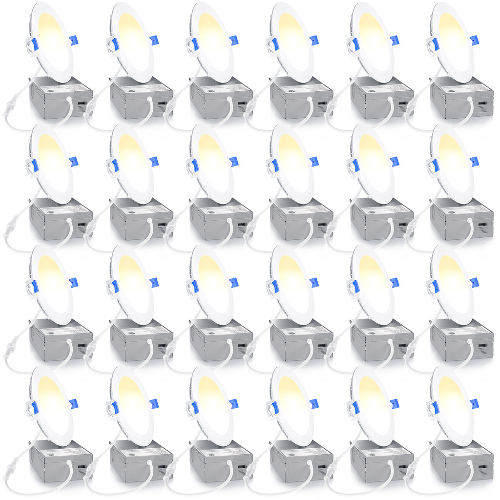 Ensenior 6/12/24/36 Pack 4-Inch LED Recessed Ceiling Light, Dimmable, 2700K-5000K 5CCT, High Brightness Dimmable Canless Wafer Downlight - ETL&FCC&IC