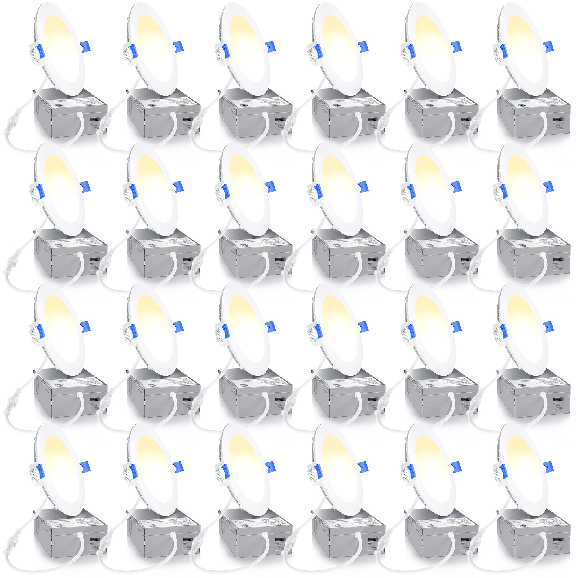 Ensenior 6/12/24/36 Pack 4-Inch LED Recessed Ceiling Light, Dimmable, 2700K-5000K 5CCT, High Brightness Dimmable Canless Wafer Downlight - ETL&FCC&IC