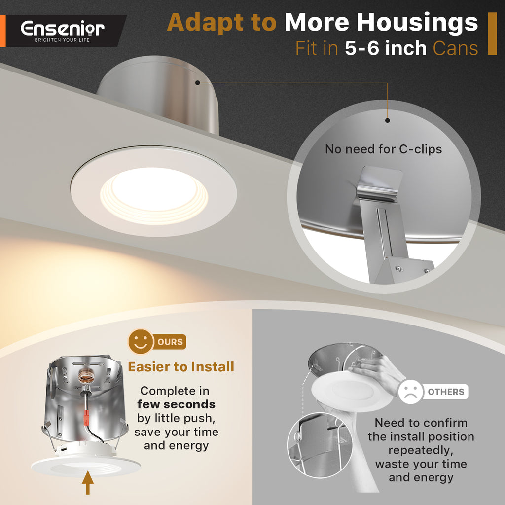 Ensenior 5/6 Inch 5CCT LED Can Lights, Retrofit Led Recessed Lighting