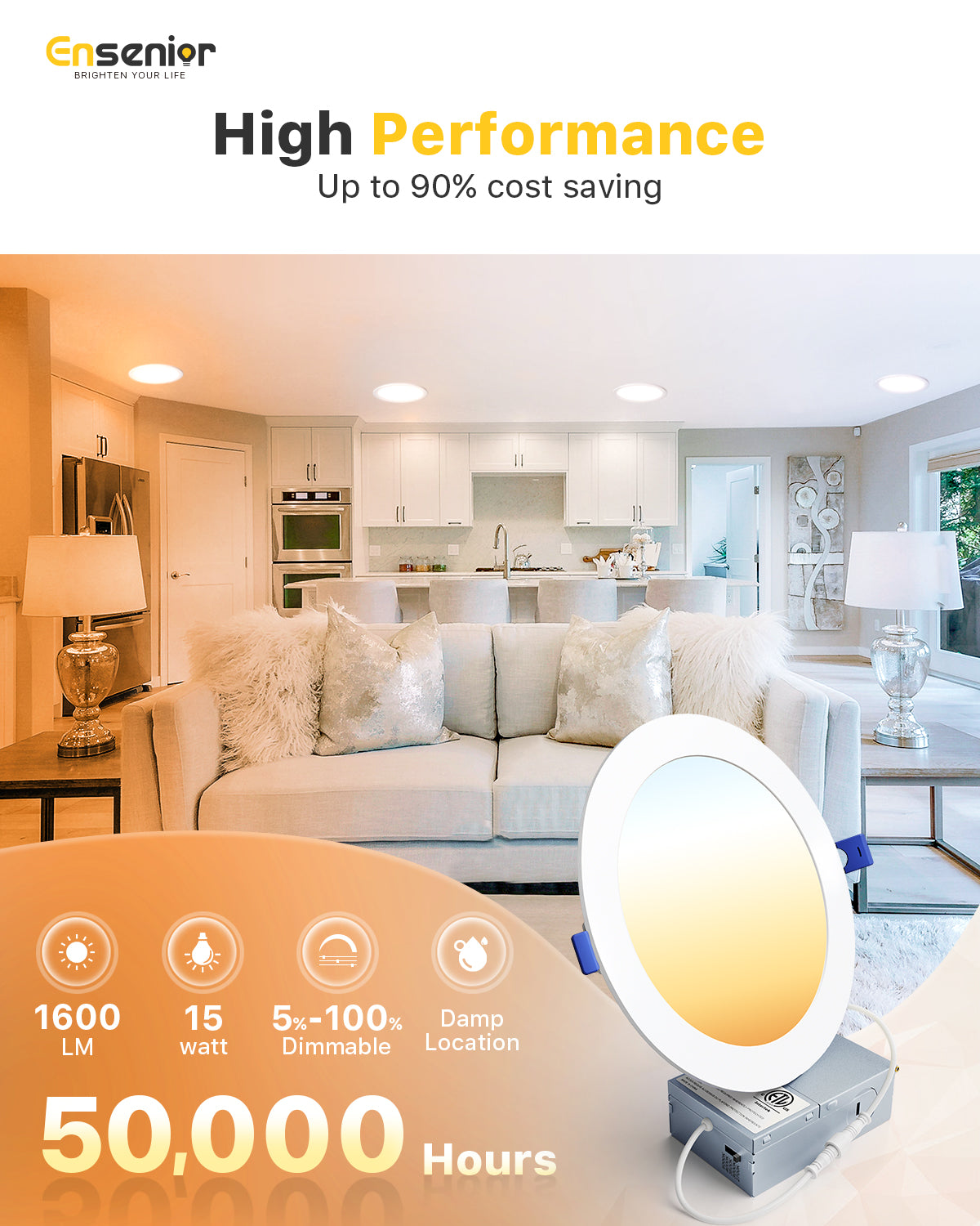 Ensenior 7 Inch 5CCT Led Recessed Ceiling Light