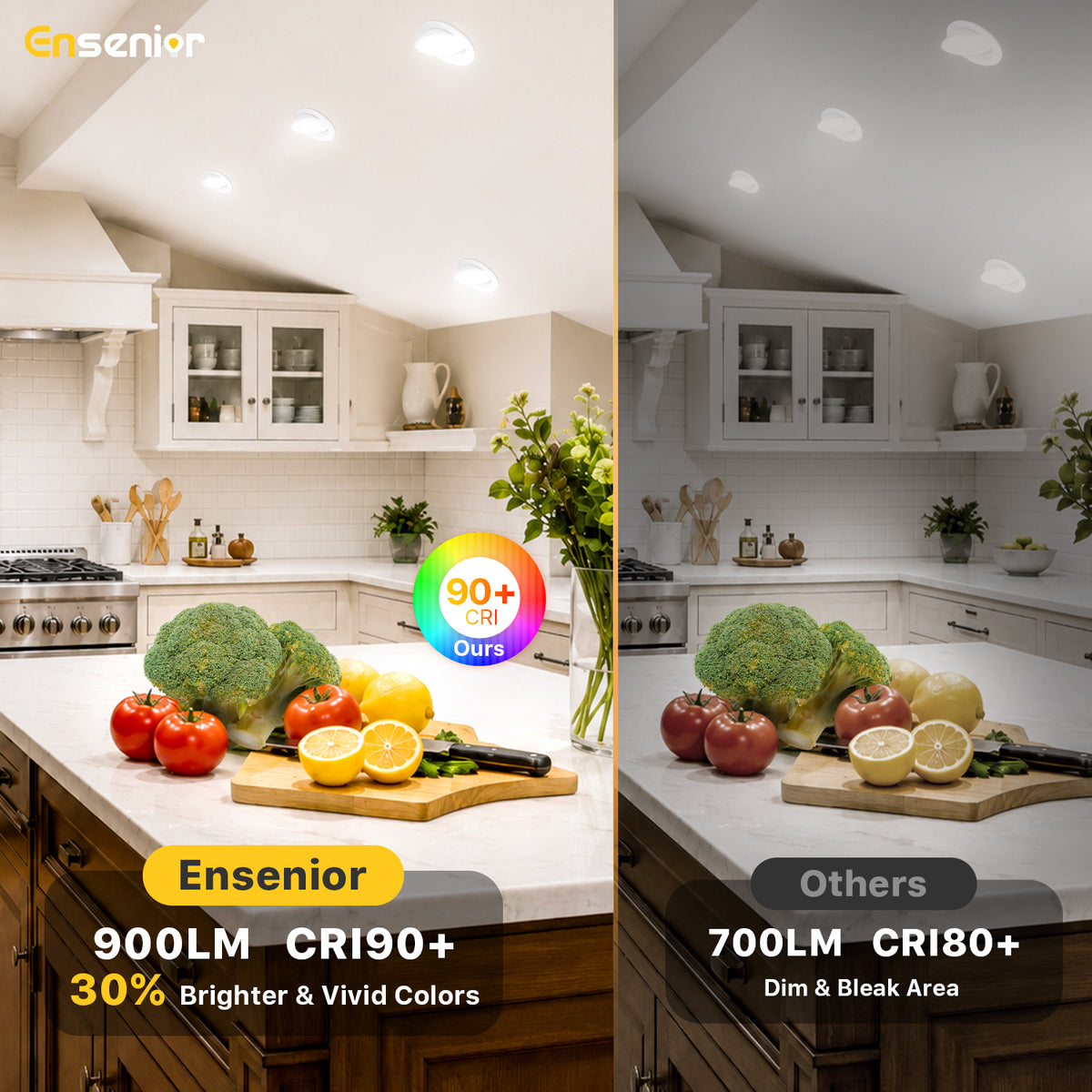Ensenior 4 Inch Gimbal LED Recessed Light, 5CCT, 9W, 900LM