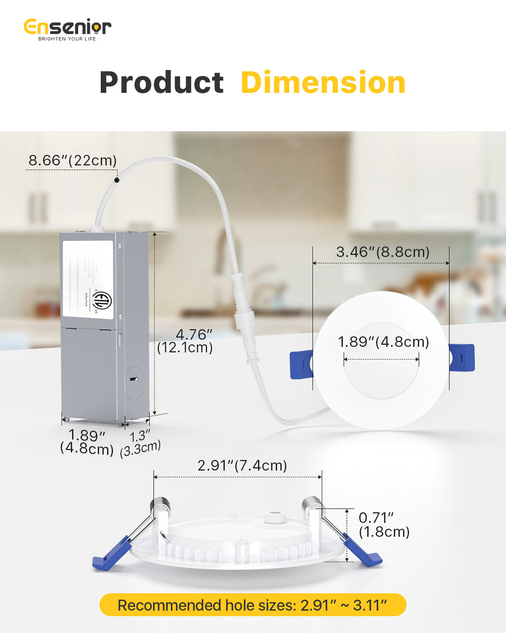 Ensenior 3 Inch 5CCT Led Recessed Ceiling Light