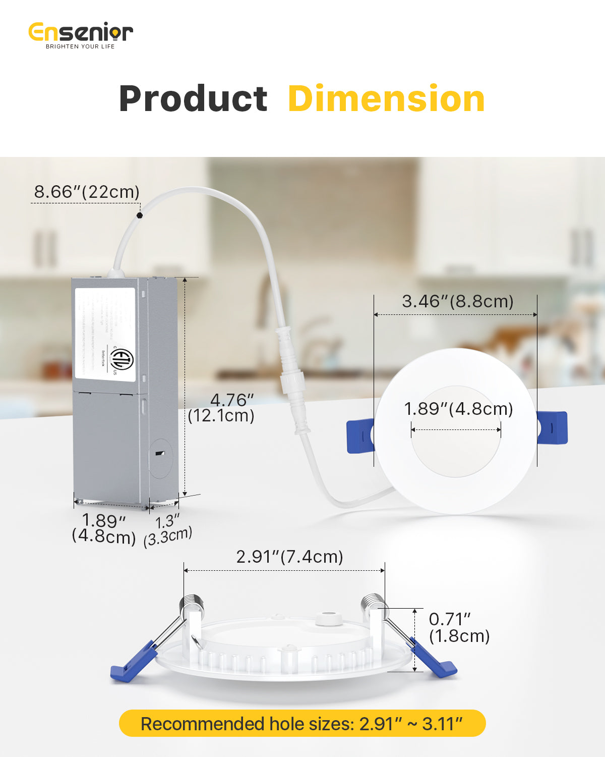 Ensenior 3 Inch 5CCT Led Recessed Ceiling Light