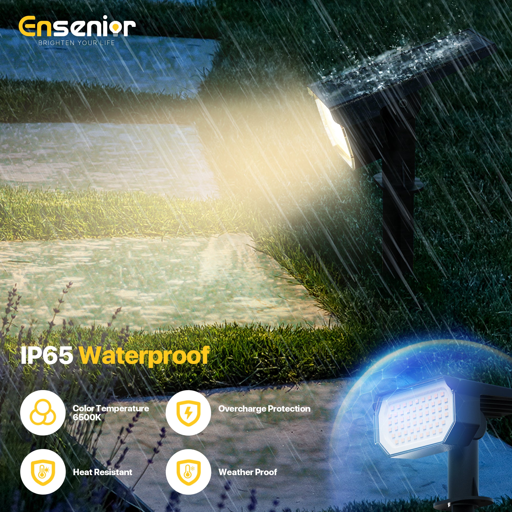 Solar Spotlights Outdoor, 3000K LED Solar Garden Lights