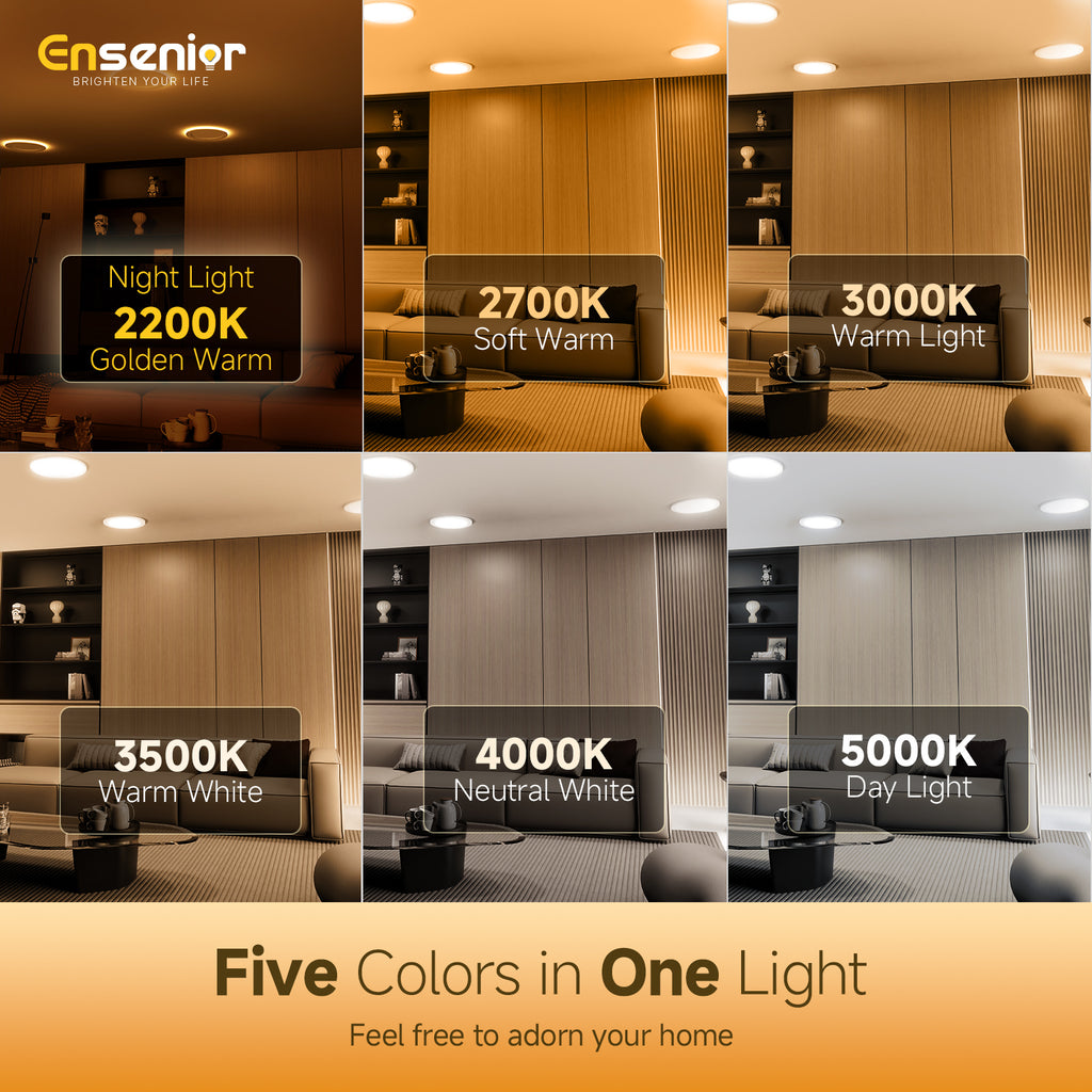 Ensenior 6/4 Inch LED Recessed Ceiling Light with Night Light