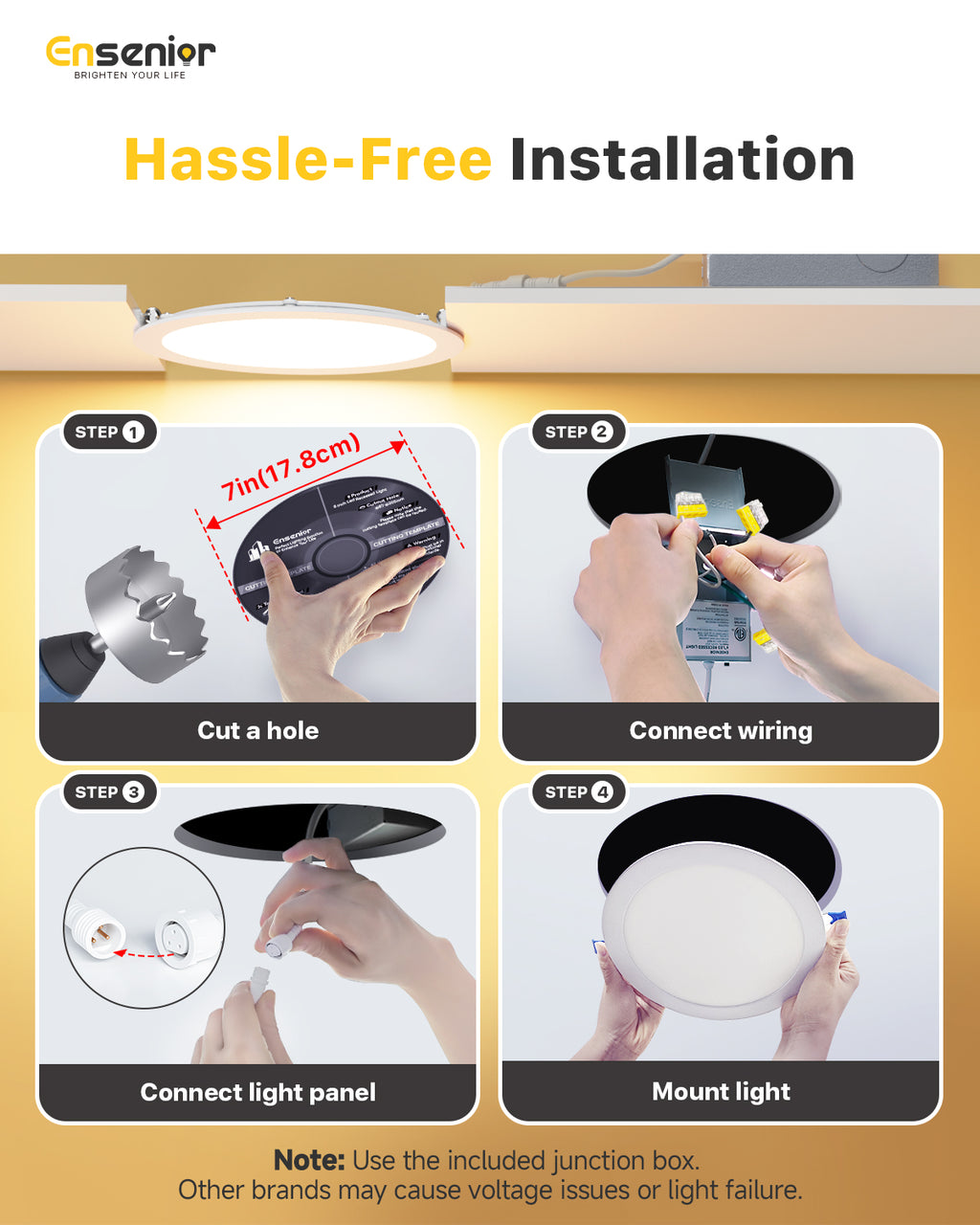 Ensenior 7 Inch 5CCT Led Recessed Ceiling Light