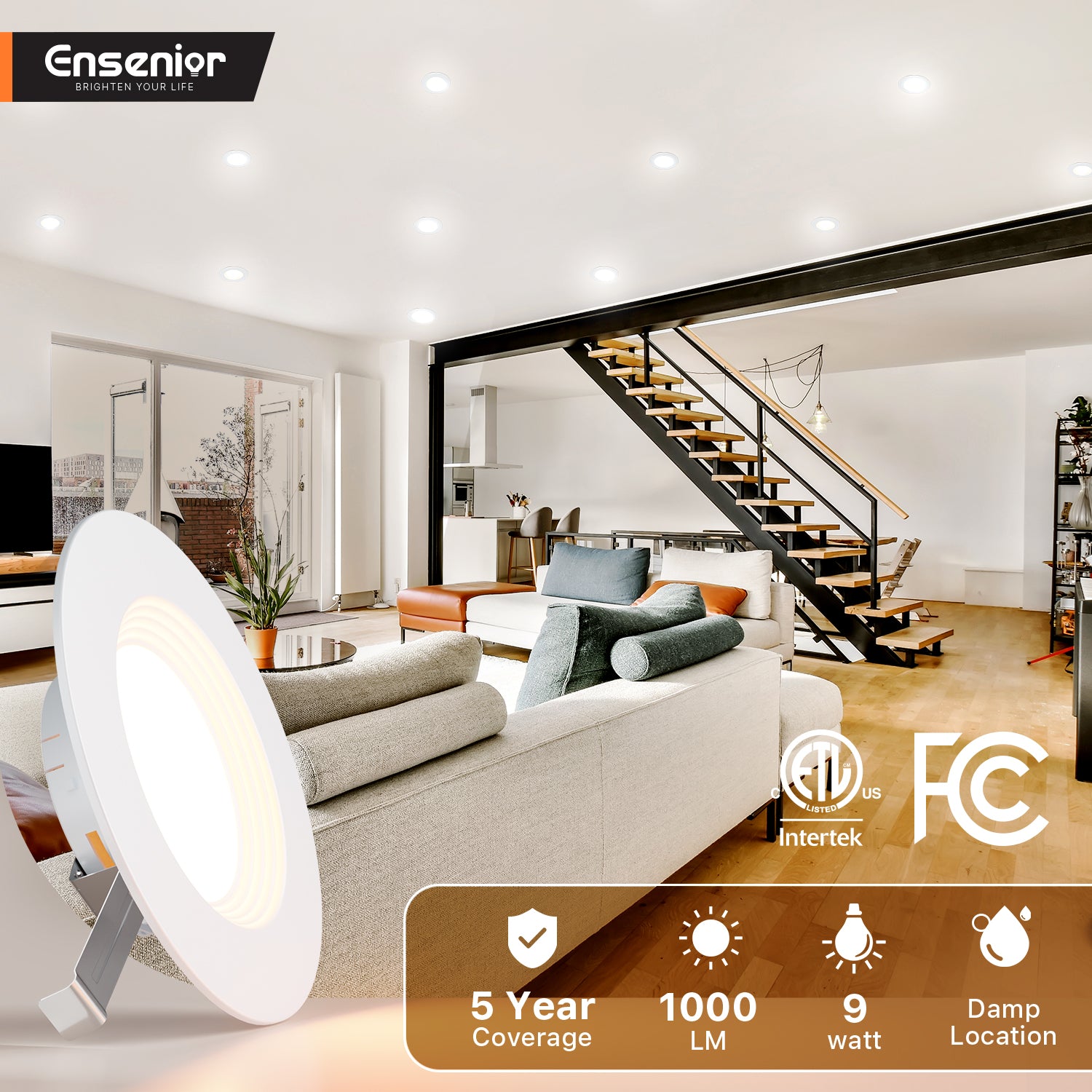 Ensenior 5/6 Inch 5CCT LED Can Lights, Retrofit Led Recessed Lighting