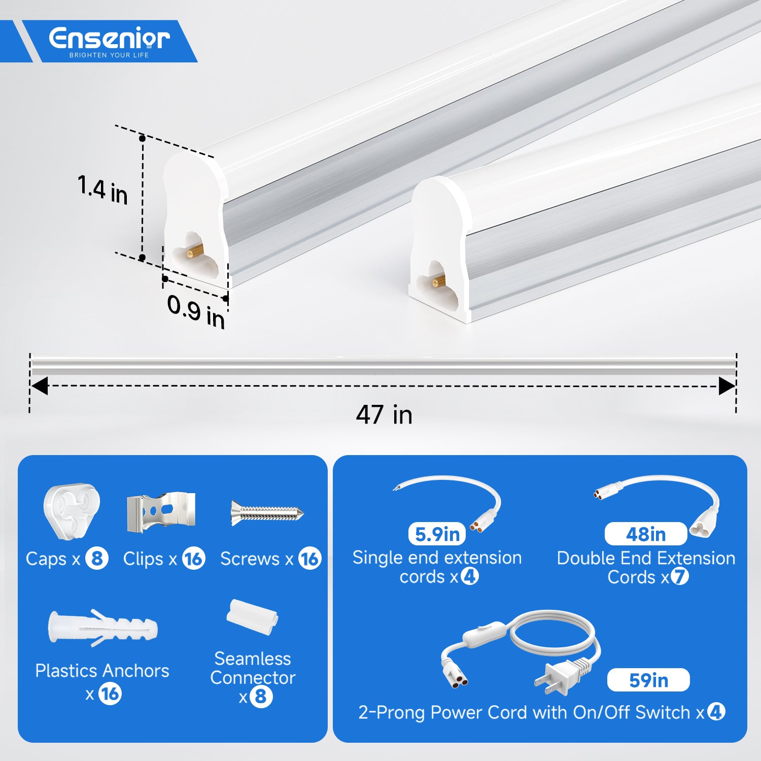 Ensenior T5 4Ft LED Shop Lights