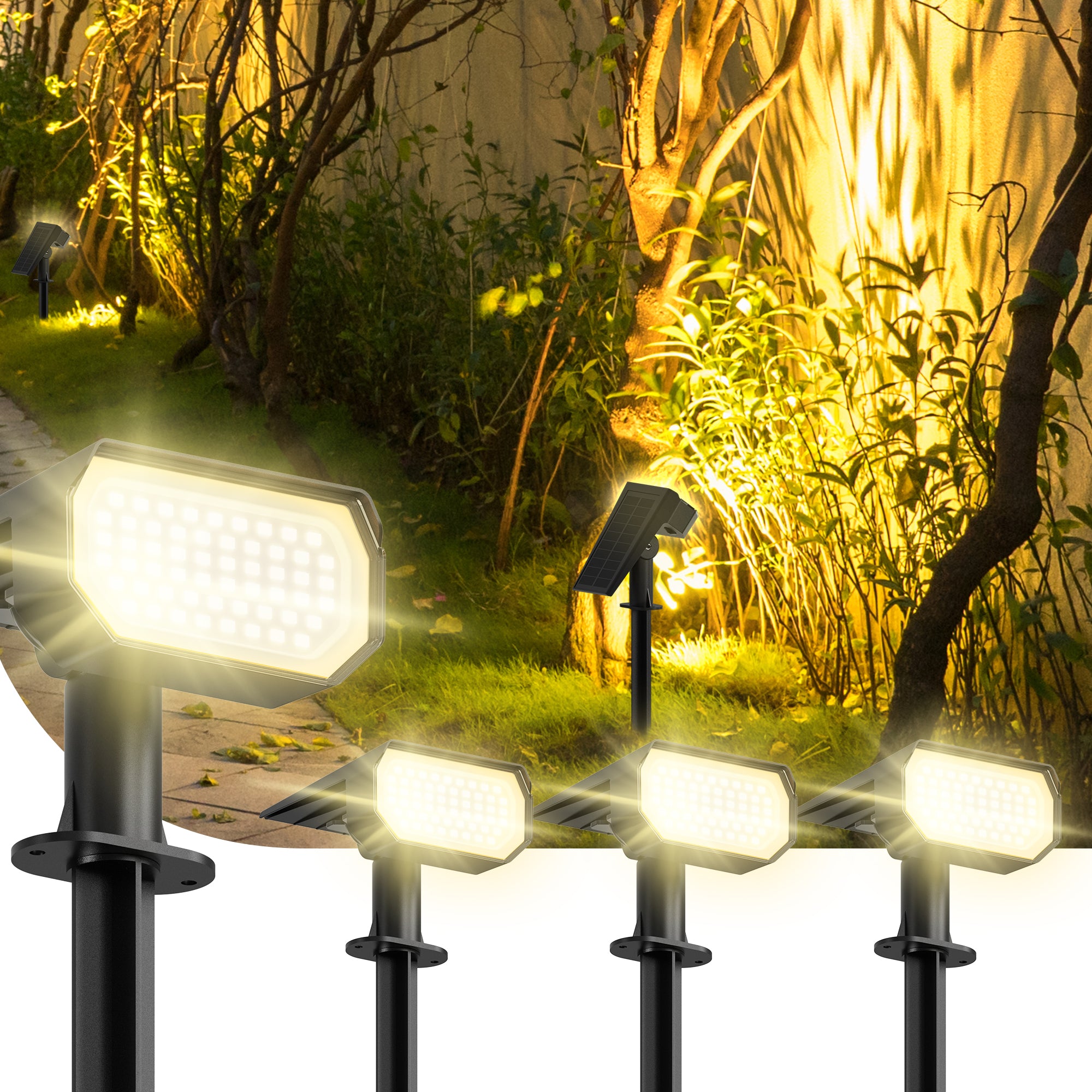 Solar Spotlights Outdoor, 3000K LED Solar Garden Lights