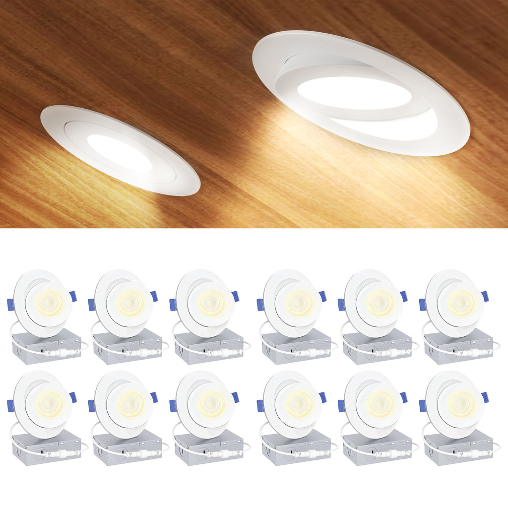Ensenior 4 Inch Gimbal LED Recessed Light, 5CCT, 9W, 900LM