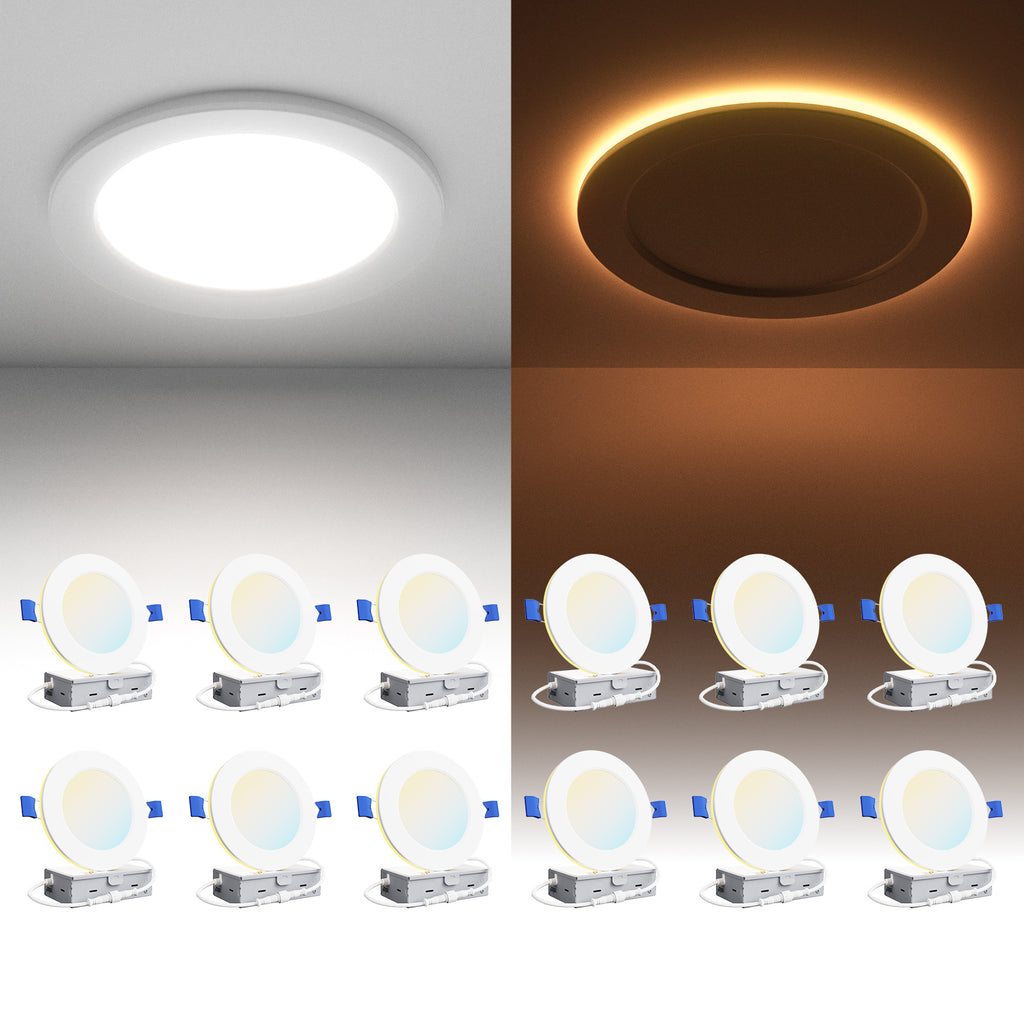 Ensenior 6/4 Inch LED Recessed Ceiling Light with Night Light