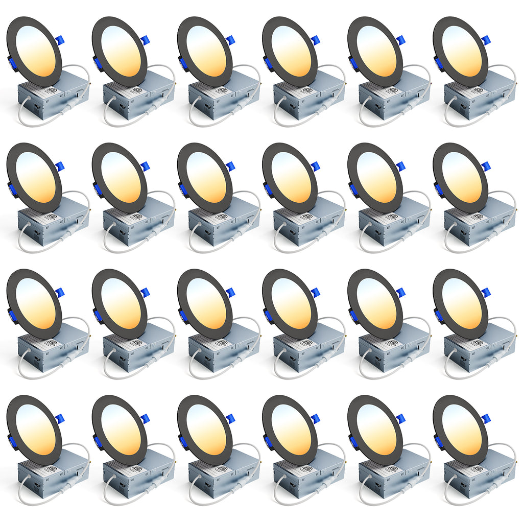 Ensenior 6/12/24/36 Pack 4-Inch LED Recessed Ceiling Light, Dimmable, 2700K-5000K 5CCT, High Brightness Dimmable Canless Wafer Downlight - ETL&FCC&IC