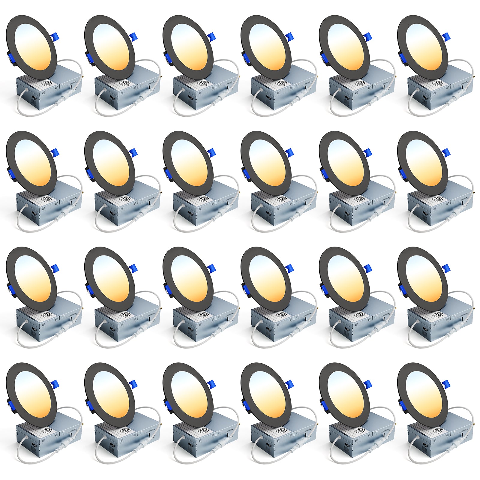 Ensenior 6/12/24/36 Pack 4-Inch LED Recessed Ceiling Light, Dimmable, 2700K-5000K 5CCT, High Brightness Dimmable Canless Wafer Downlight - ETL&FCC&IC