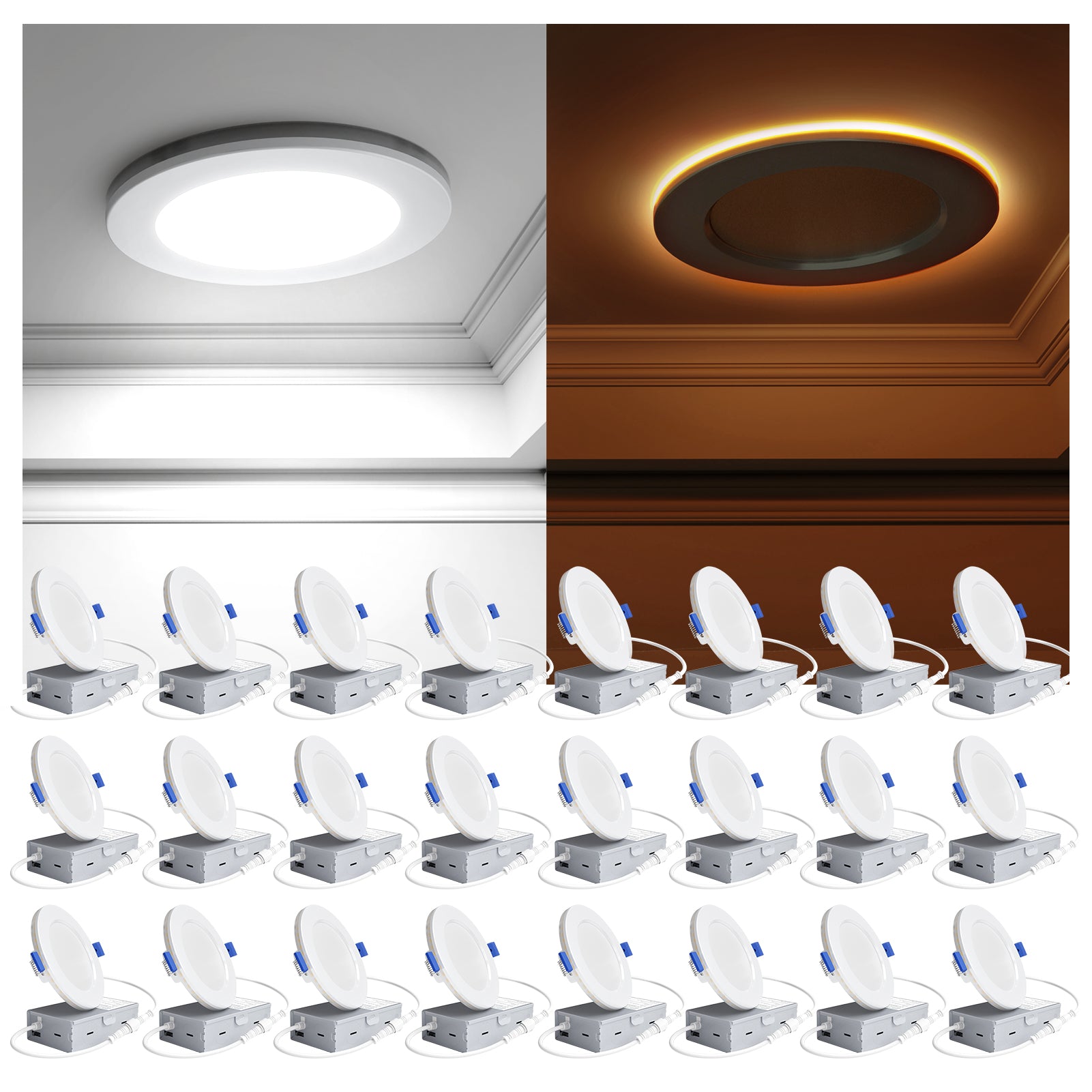 Ensenior 6/4 Inch LED Recessed Ceiling Light with Night Light