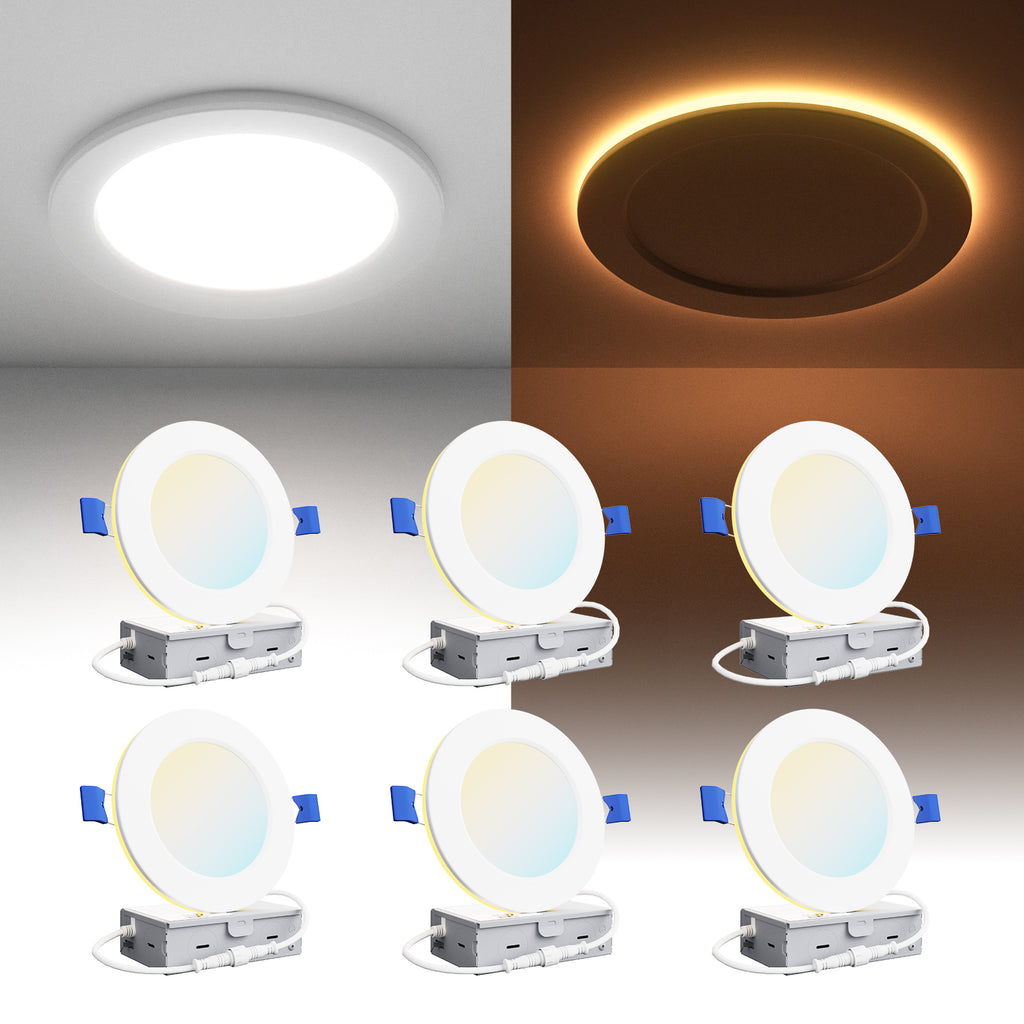 Ensenior 6/4 Inch LED Recessed Ceiling Light with Night Light