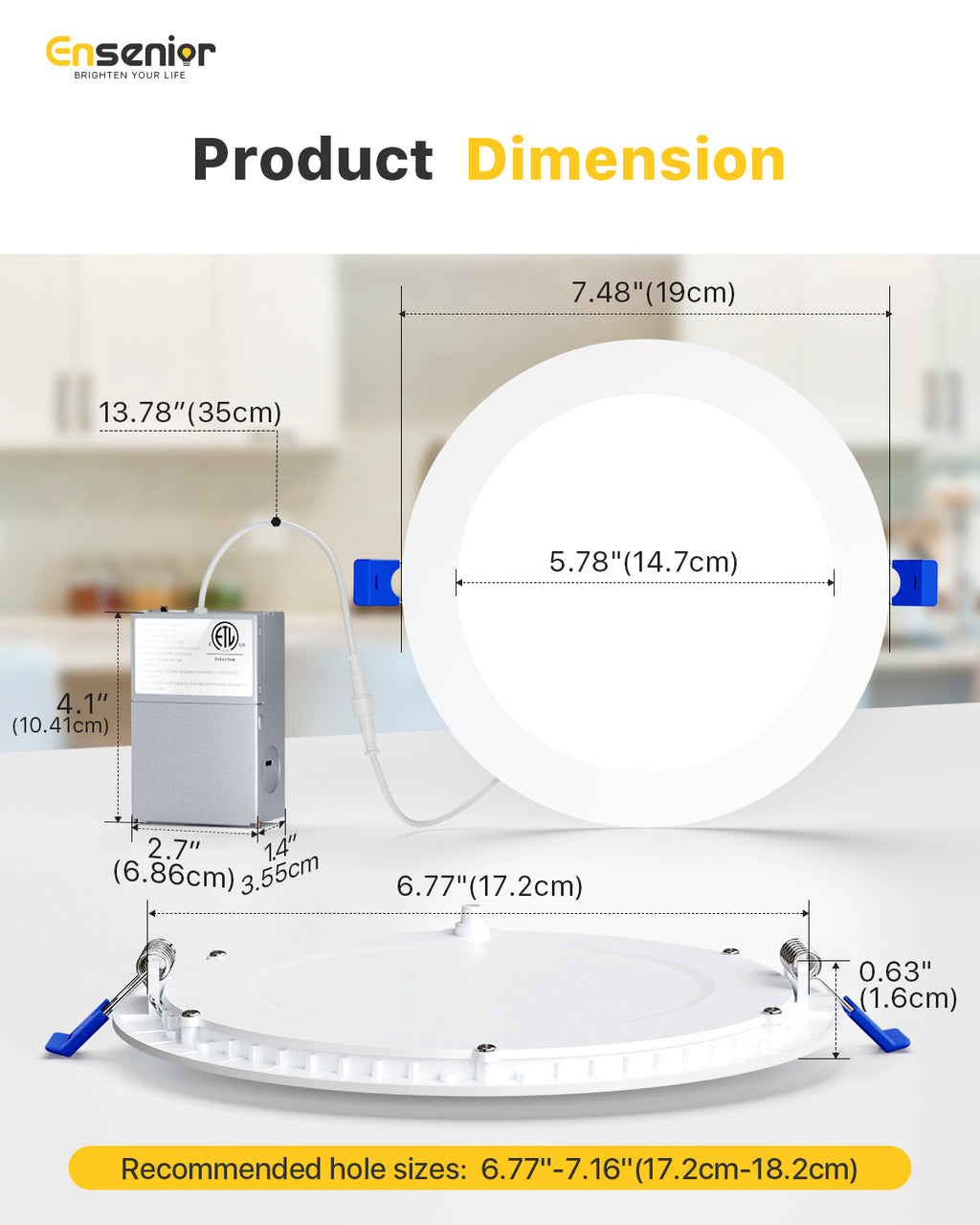 Ensenior 7 Inch 5CCT Led Recessed Ceiling Light