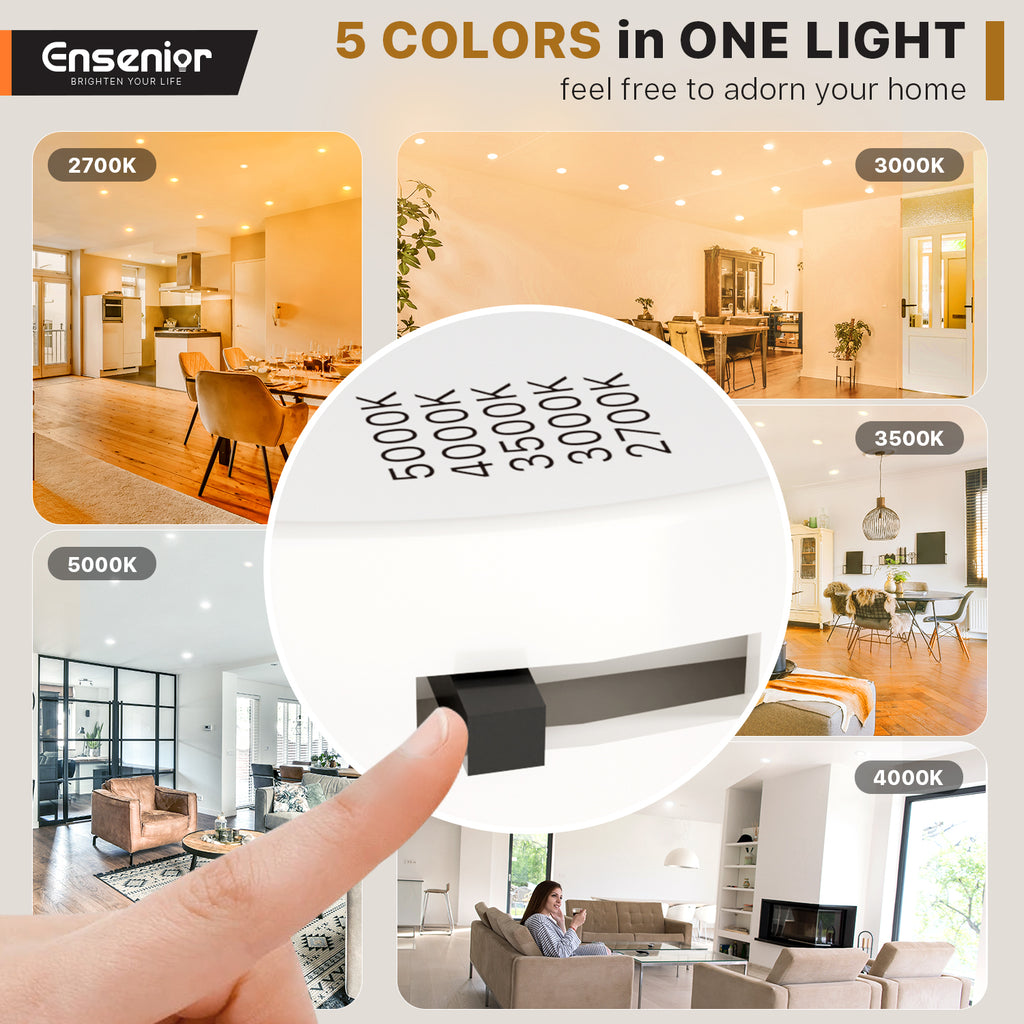 Ensenior 5/6 Inch 5CCT LED Can Lights, Retrofit Led Recessed Lighting