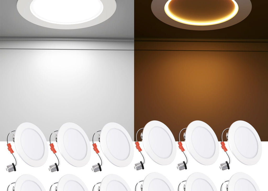 Ensenior 4/6/12/24 Pack 4 Inch 5CCT LED Can Lights with Night Light, Retrofit Led Recessed Lighting, Dimmable, 7W 120V, 700LM