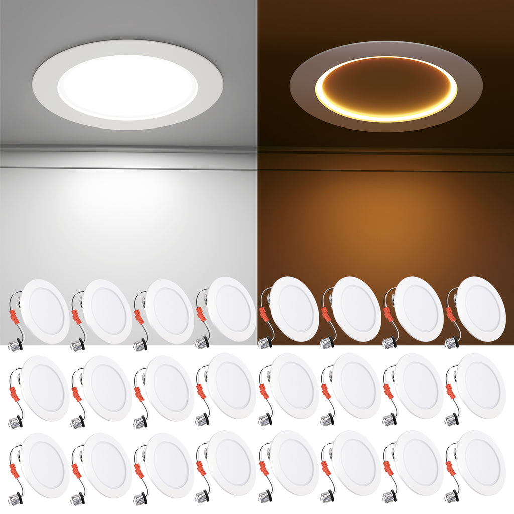 Ensenior 4/6/12/24 Pack 4 Inch 5CCT LED Can Lights with Night Light, Retrofit Led Recessed Lighting, Dimmable, 7W 120V, 700LM