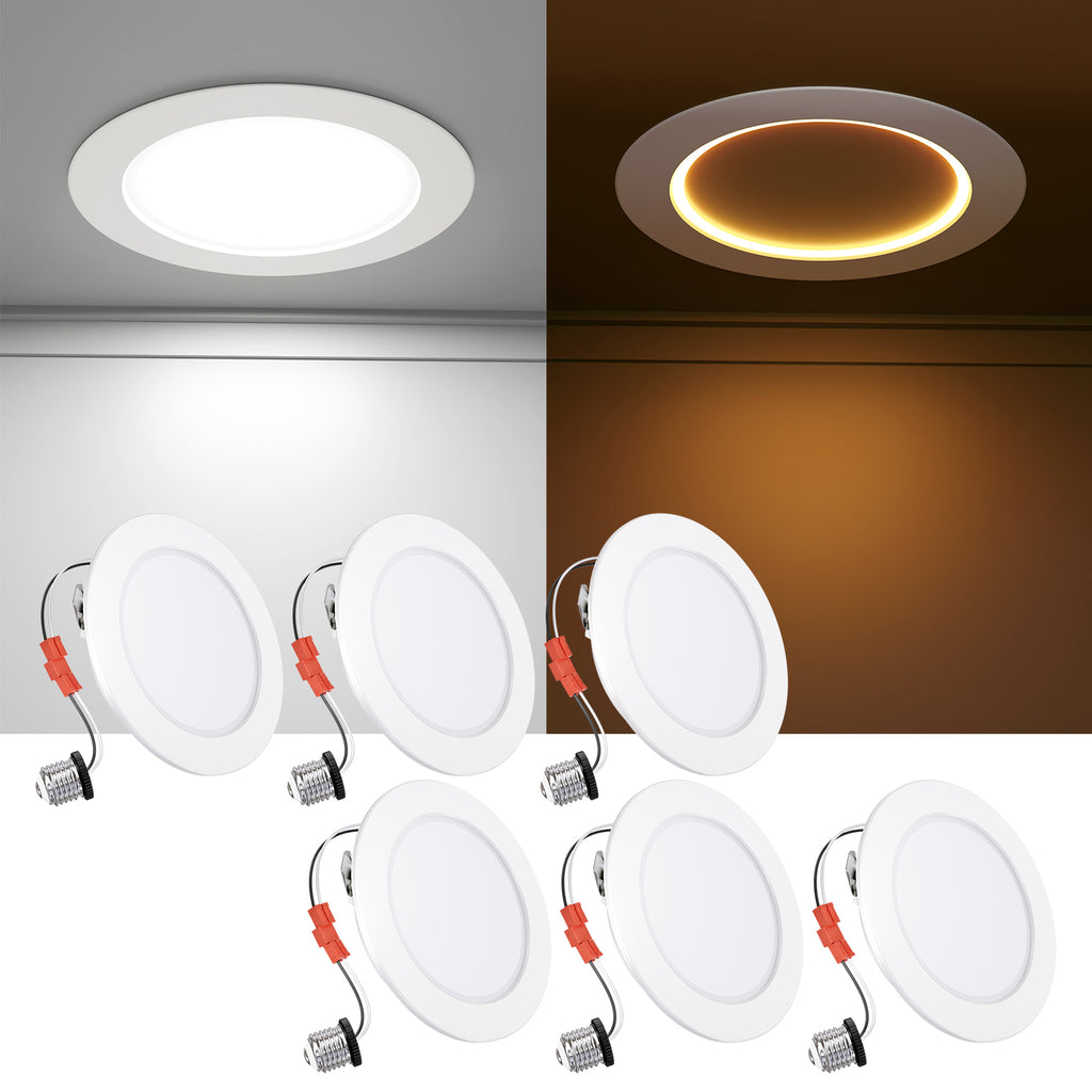 Ensenior 4/6/12/24 Pack 4 Inch 5CCT LED Can Lights with Night Light, Retrofit Led Recessed Lighting, Dimmable, 7W 120V, 700LM