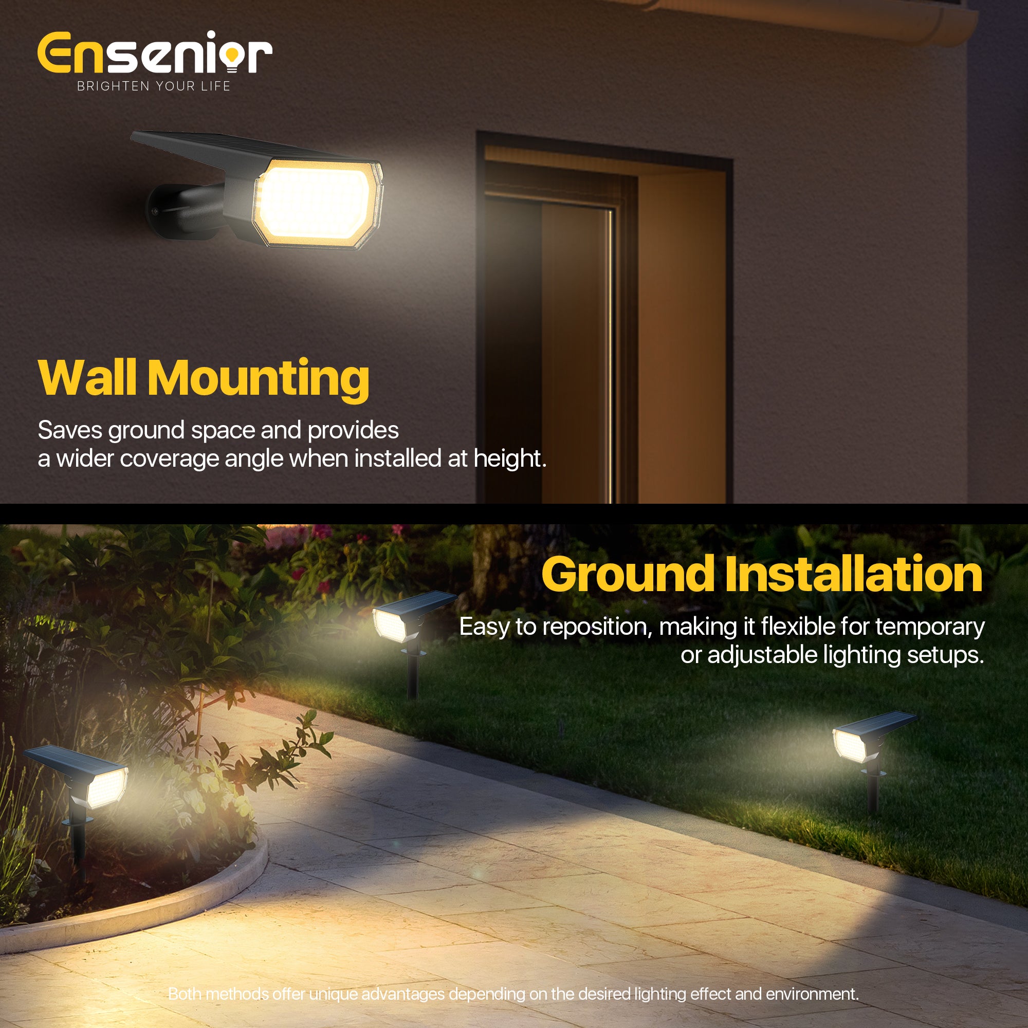 Solar Spotlights Outdoor, 3000K LED Solar Garden Lights
