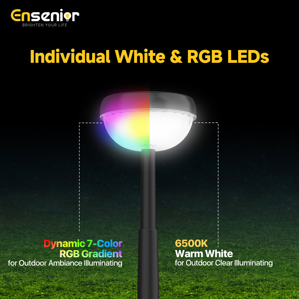 Solar Lights Outdoor, 6500K & RGB LED Solar Garden Lights