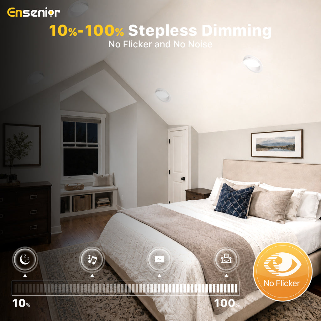 Ensenior 6 Inch Gimbal LED Recessed Light, 5CCT, 12W, 1200LM