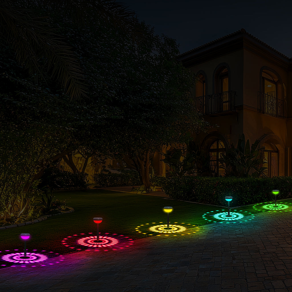 Solar Lights Outdoor, 6500K & RGB LED Solar Garden Lights