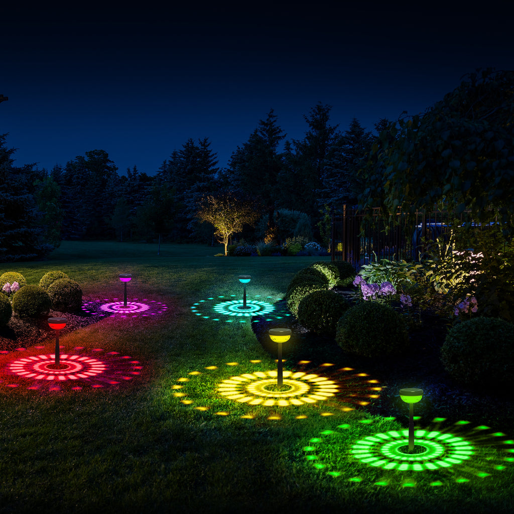 Solar Lights Outdoor, 6500K & RGB LED Solar Garden Lights