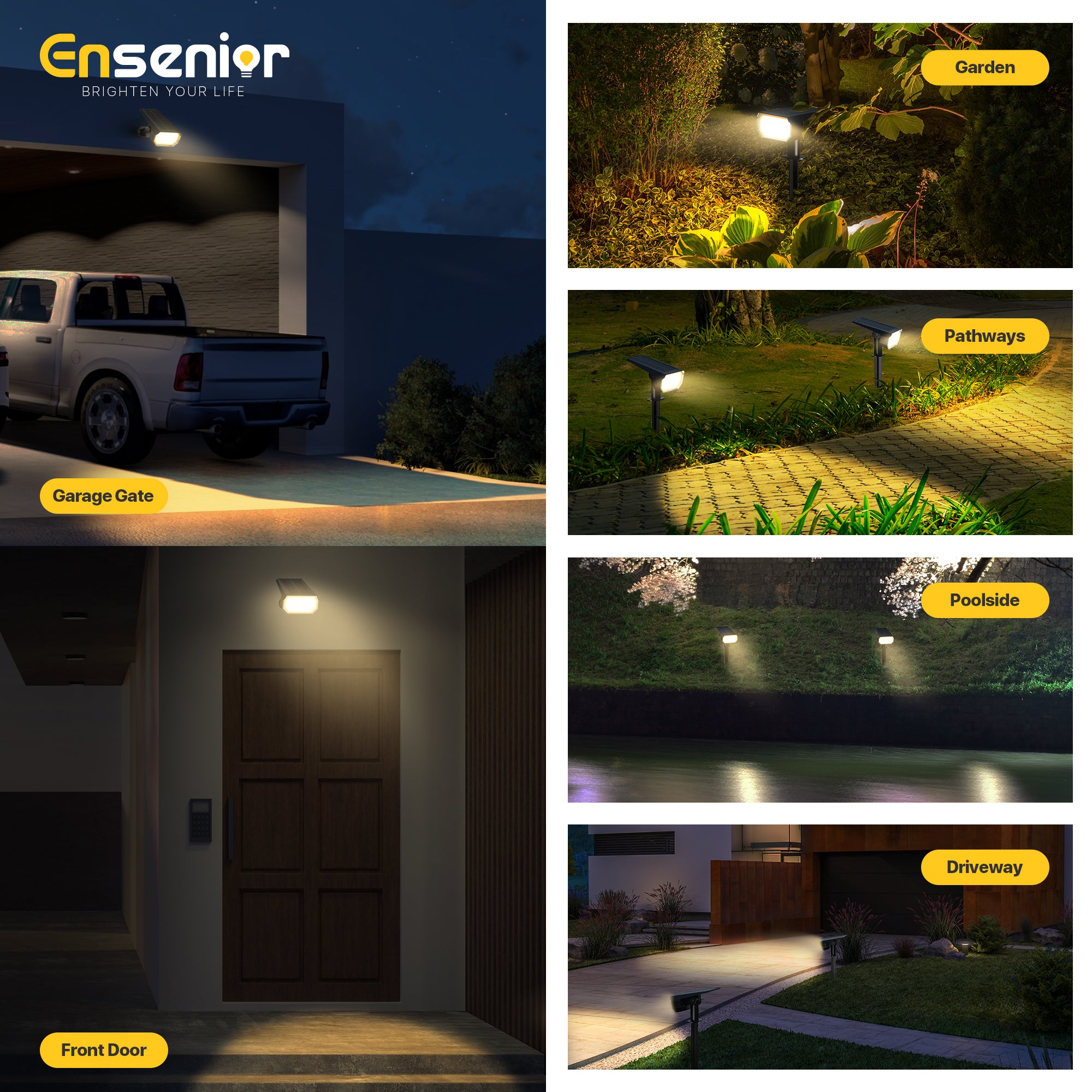 Solar Spotlights Outdoor, 3000K LED Solar Garden Lights
