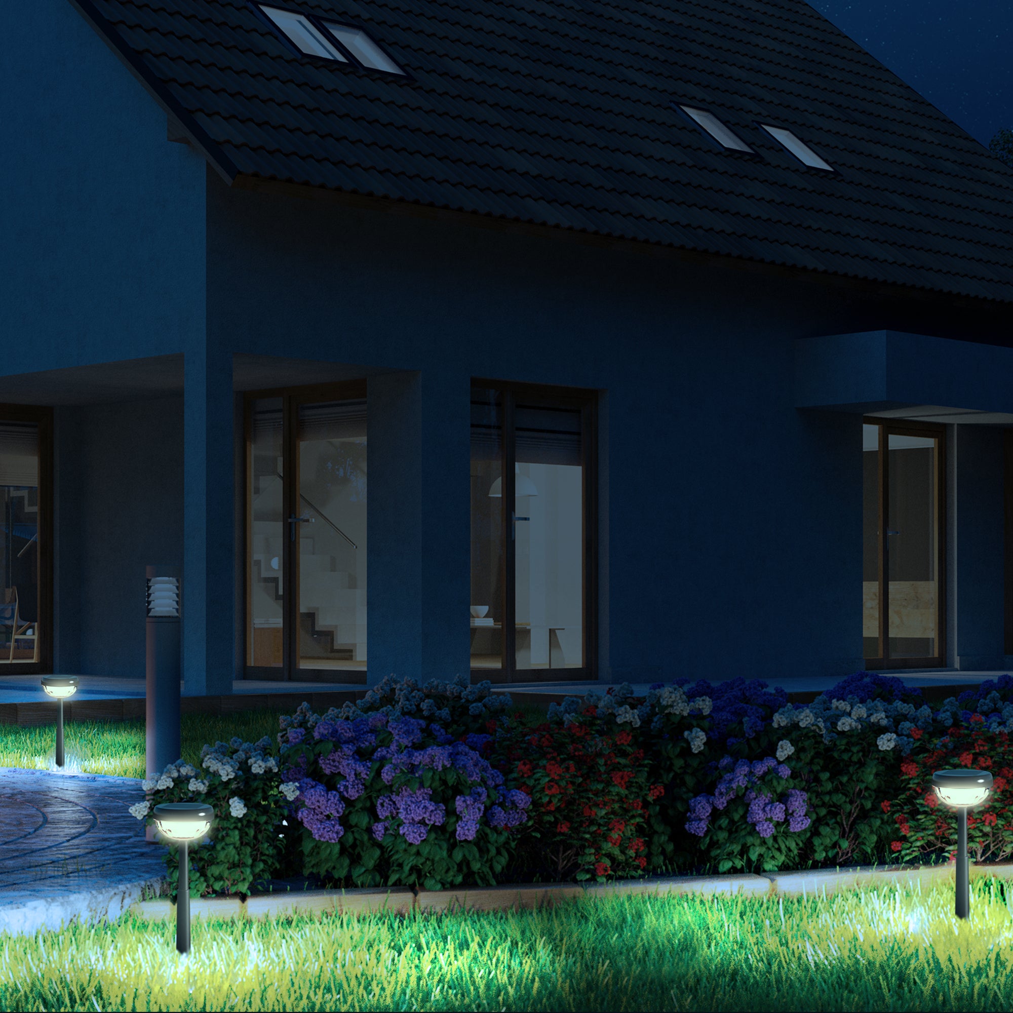 Solar Lights Outdoor, 6500K & RGB LED Solar Garden Lights