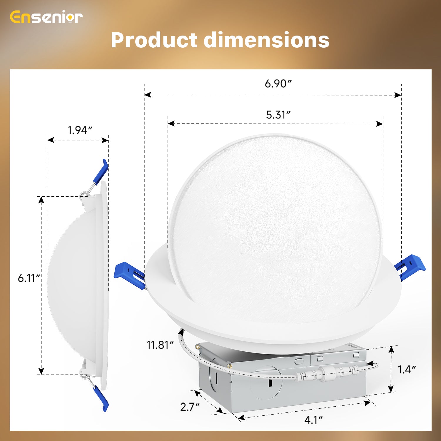 Ensenior 6 Inch Gimbal LED Recessed Light, 5CCT, 12W, 1200LM