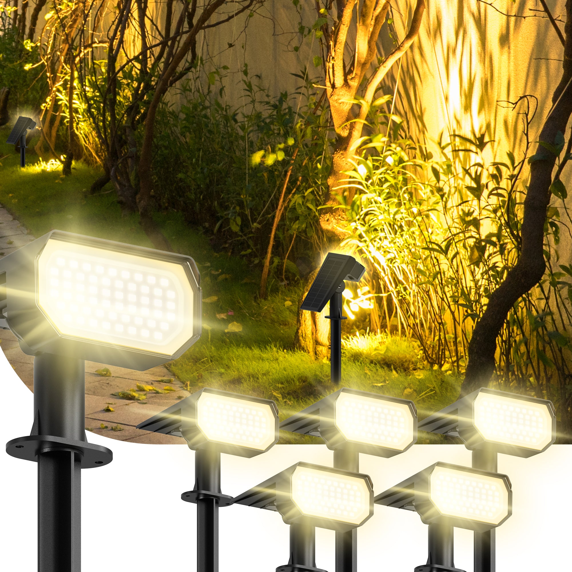 Solar Spotlights Outdoor, 3000K LED Solar Garden Lights