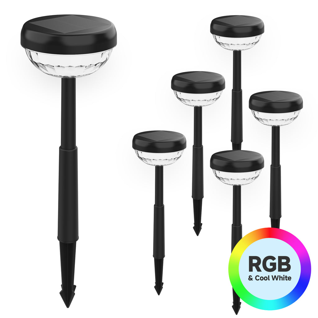 Solar Lights Outdoor, 6500K & RGB LED Solar Garden Lights