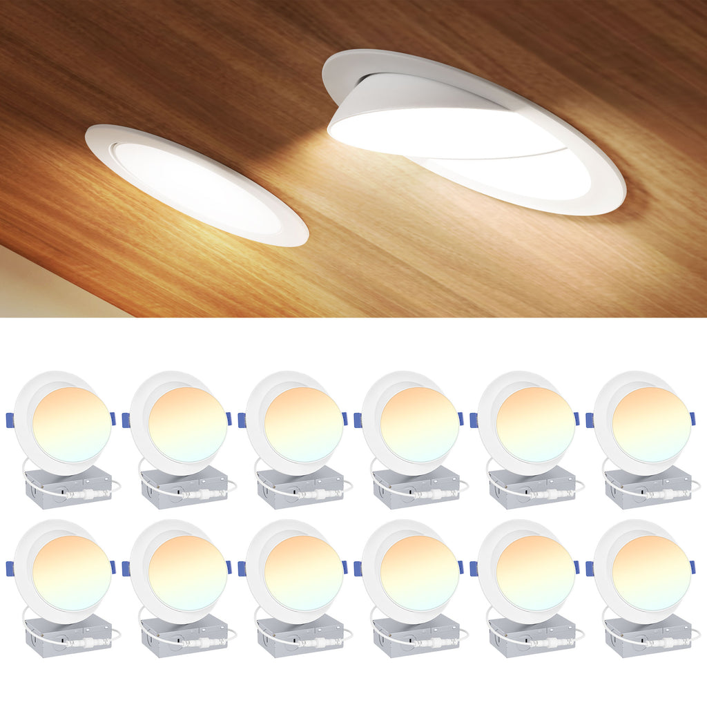 Ensenior 6 Inch Gimbal LED Recessed Light, 5CCT, 12W, 1200LM
