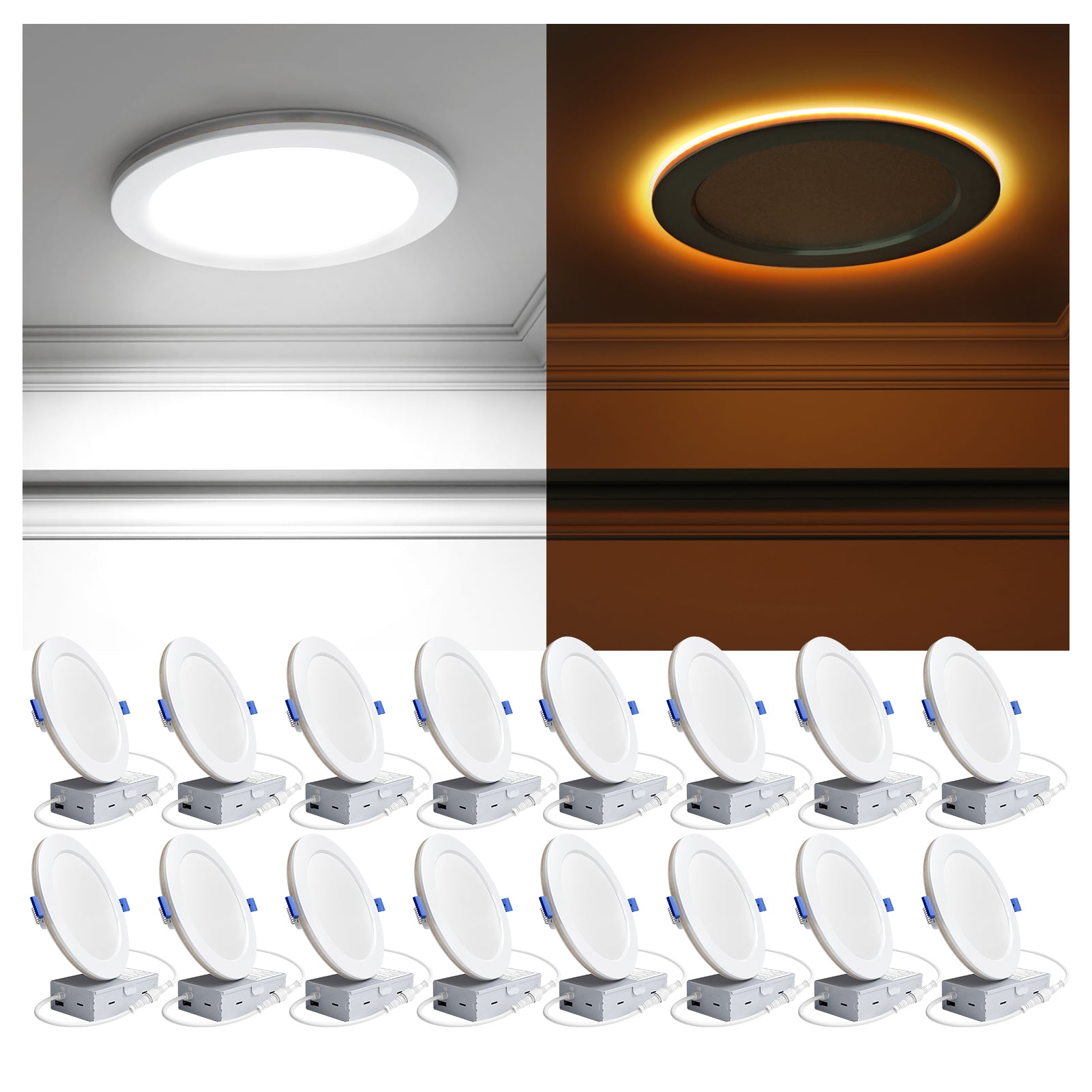 Ensenior 6/4 Inch LED Recessed Ceiling Light with Night Light