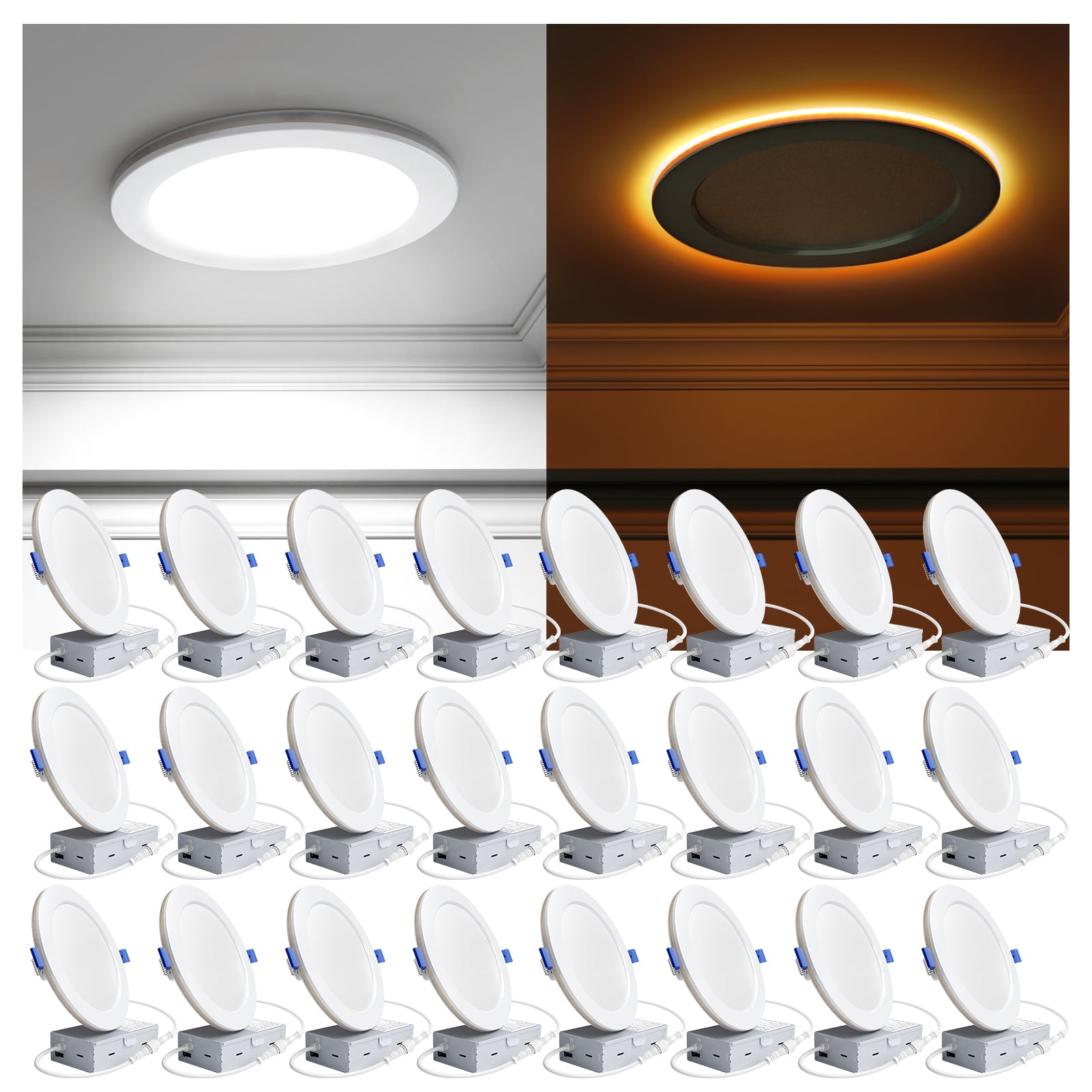 Ensenior 6/4 Inch LED Recessed Ceiling Light with Night Light