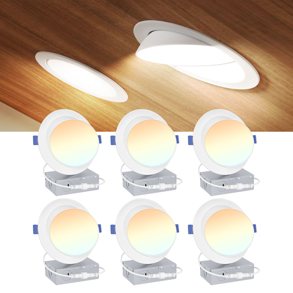 Ensenior 6 Inch Gimbal LED Recessed Light, 5CCT, 12W, 1200LM