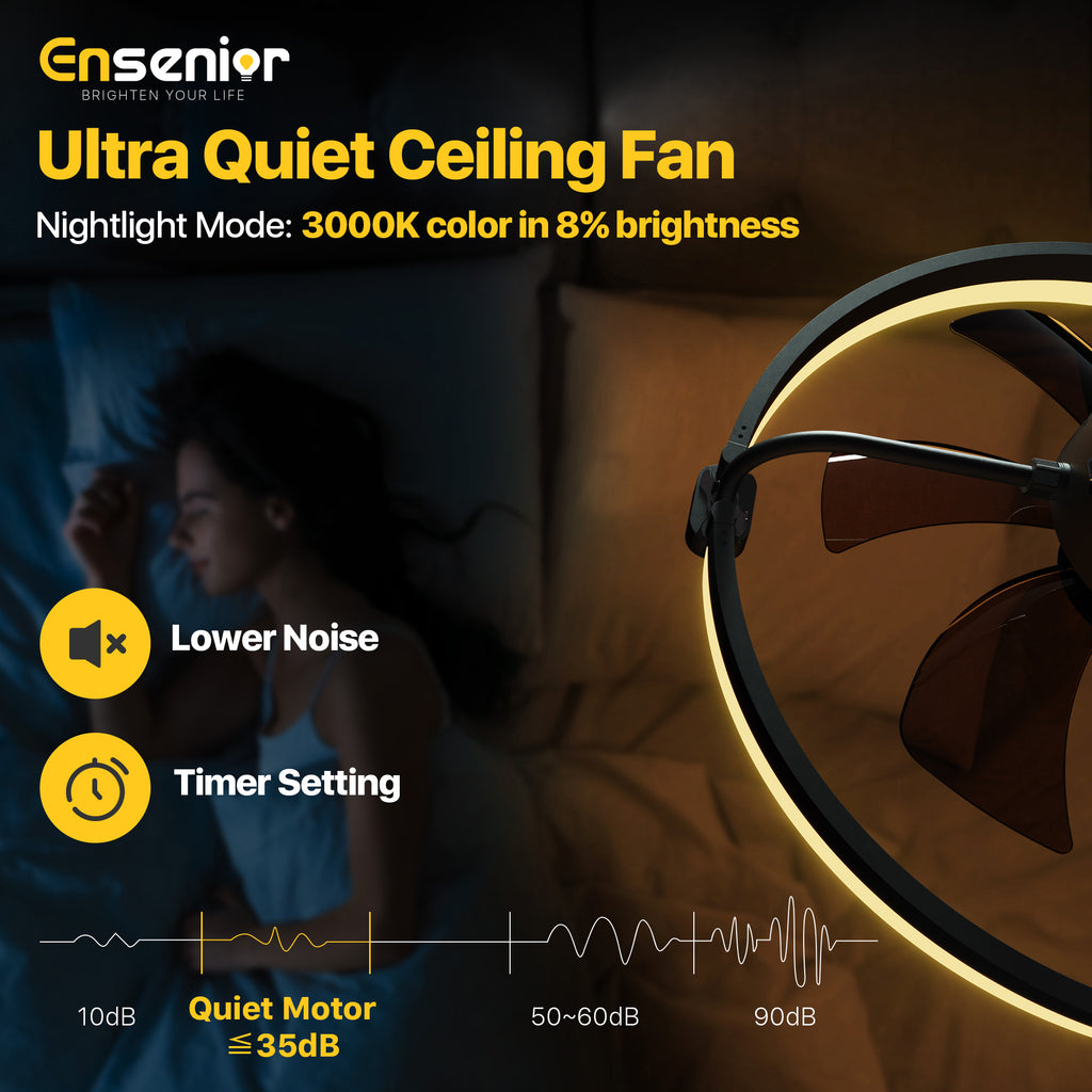 Ensenior 20'' Low Profile Ceiling Fans with Lights and Remote
