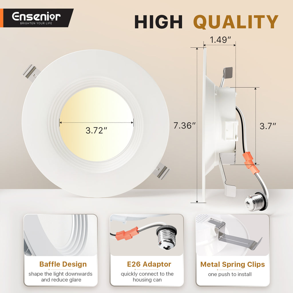 Ensenior 5/6 Inch 5CCT LED Can Lights, Retrofit Led Recessed Lighting