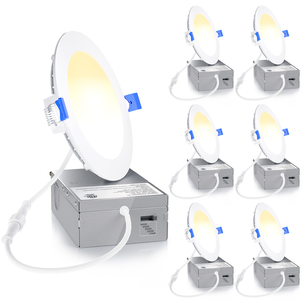 Ensenior 6/12/24/36 Pack 4-Inch LED Recessed Ceiling Light, Dimmable, 2700K-5000K 5CCT, High Brightness Dimmable Canless Wafer Downlight - ETL&FCC&IC